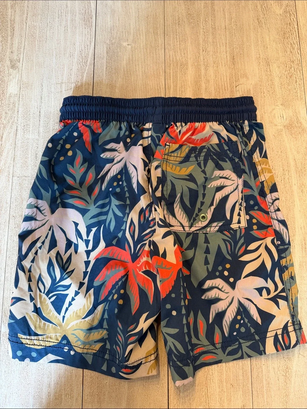 Old Navy Navy Multicolor Tropical Leaf Swim Trunks